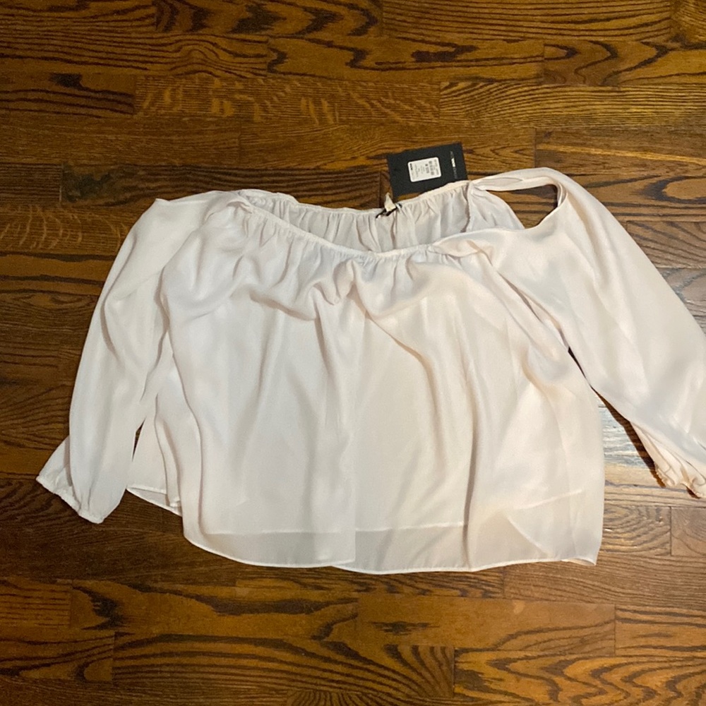 Off the shoulder white sheer top